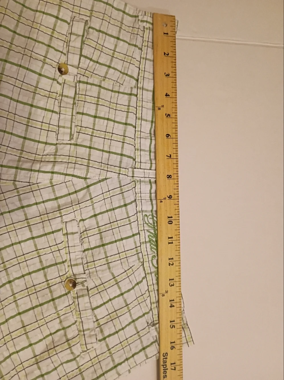 Phat‎ Farm Green and White Plaid Seersucker Men’s Flat Front Shorts  Y2K Sz 32